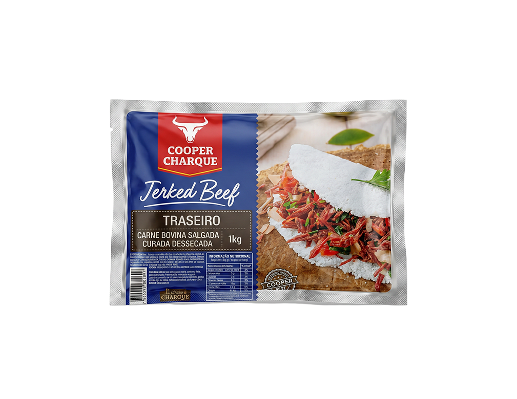CARNE SECA BOVINA PEQUENA TRASEIRO COOPER CHARQUE 1 KG (CX 10 PCT)